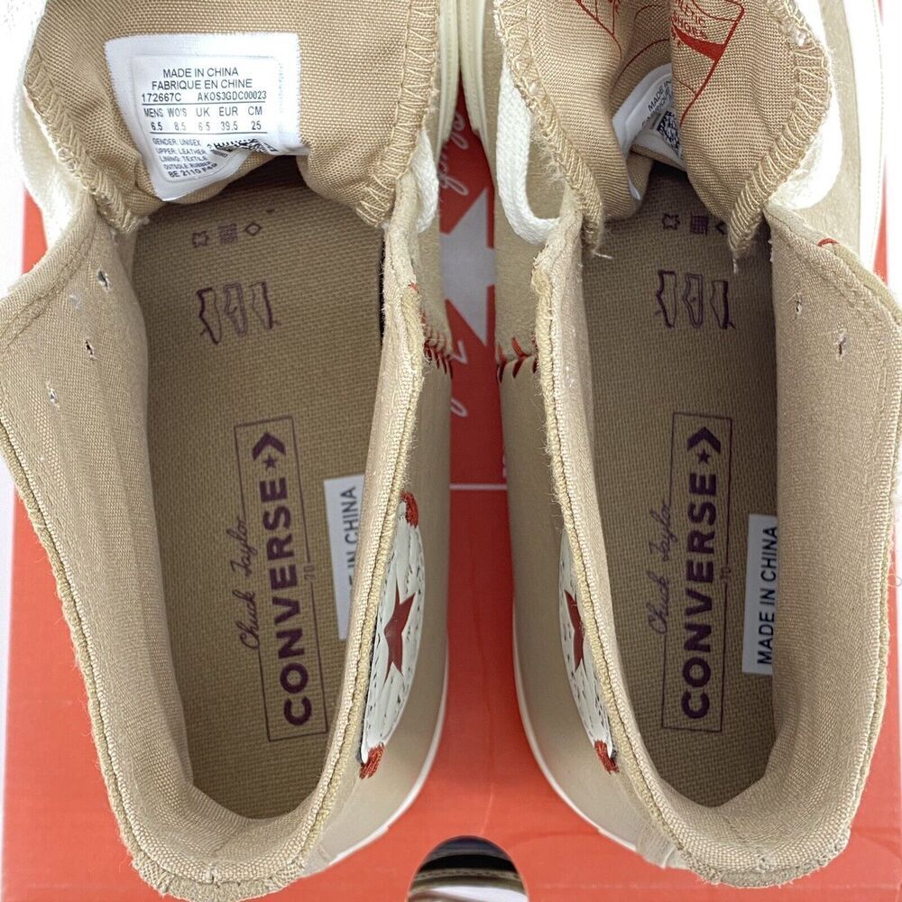 Converse Chuck 70 Hi BASEBALL STITCH Sneakers Sz 6.5 Men / 8.5 Ladies 172667C - Picture 13 of 16
